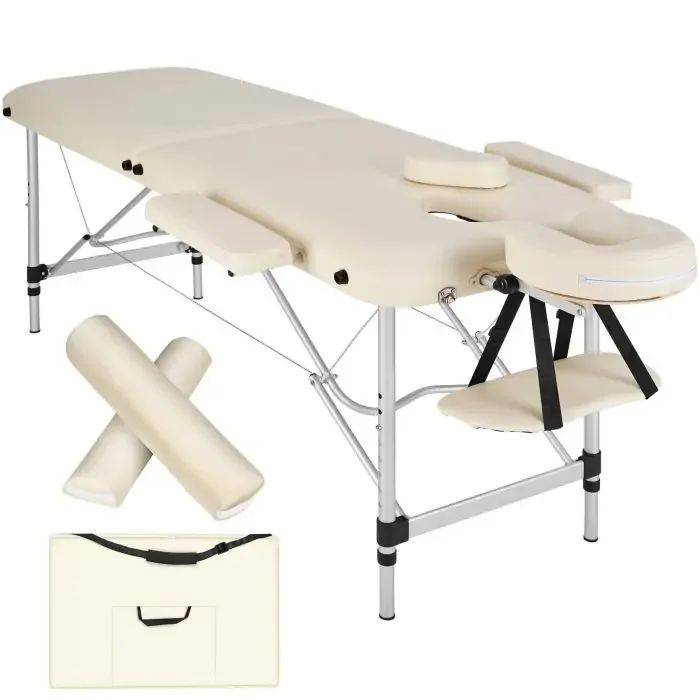Ensemble de table de massage à 2 zones avec rembourrage, rouleaux de massage et structure en aluminium