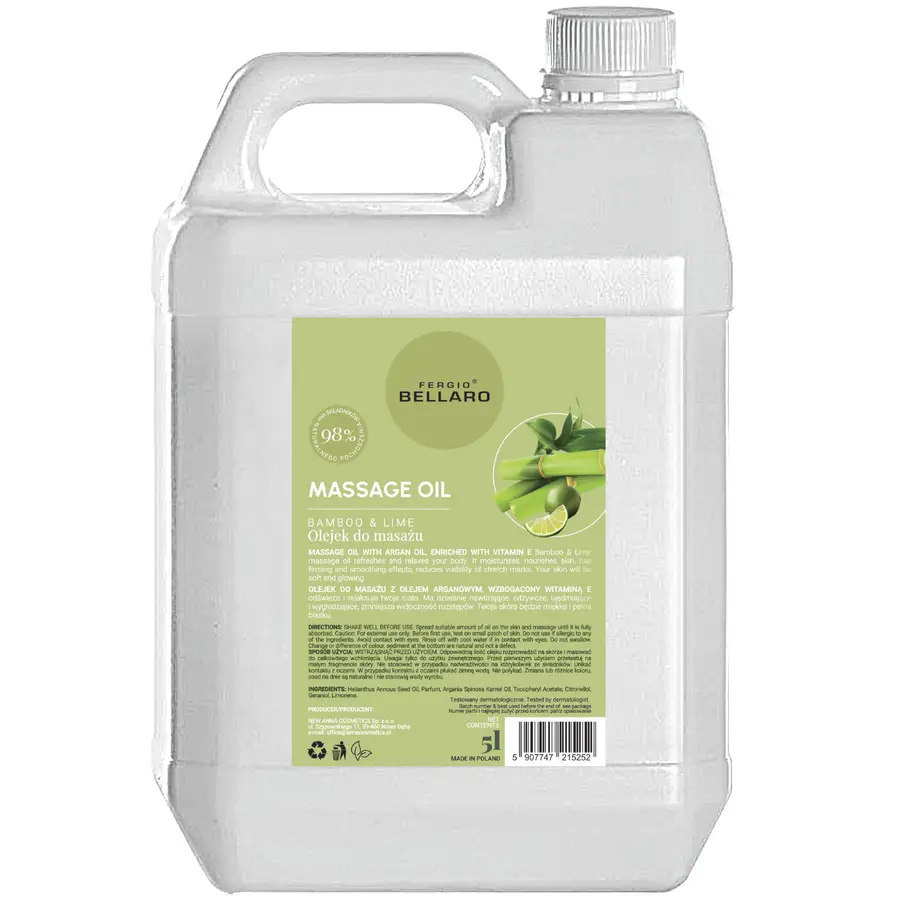 Huile de massage Bamboo & lime Fergio Bellaro 5 L