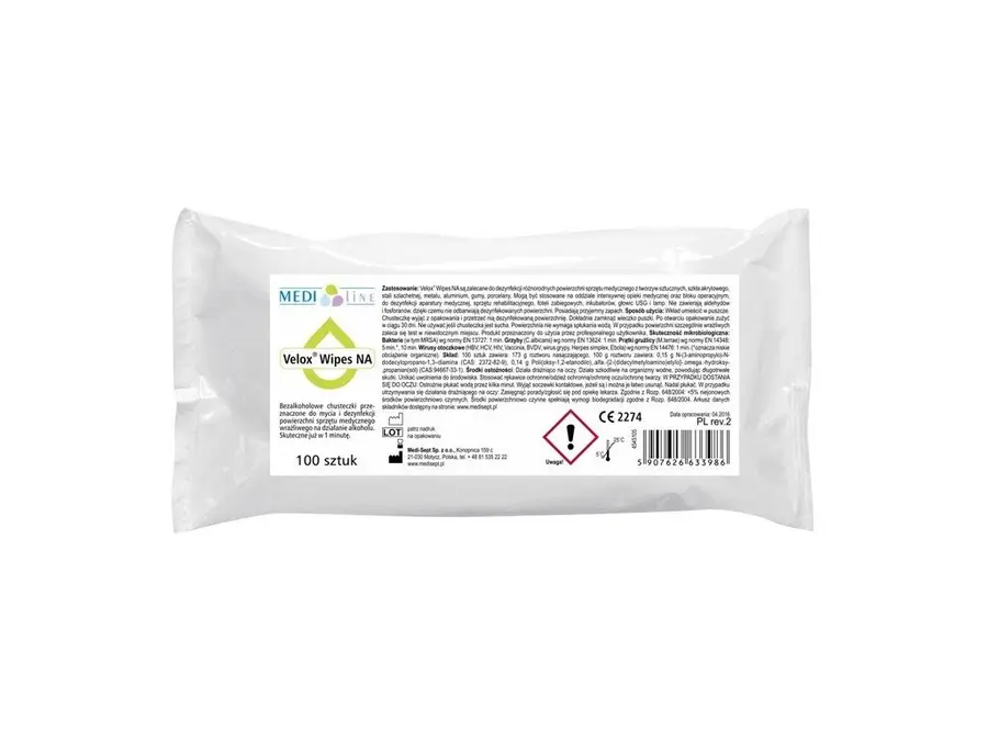 Lingettes Velox Wipes NA recharge Medisept - 100 pièces