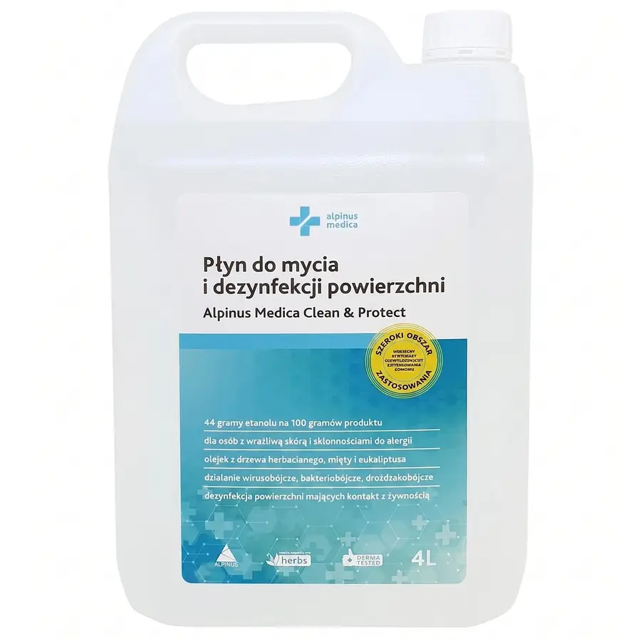 Liquide de nettoyage et de désinfection des surfaces Alpinus Medica Clean&Protect 4 L