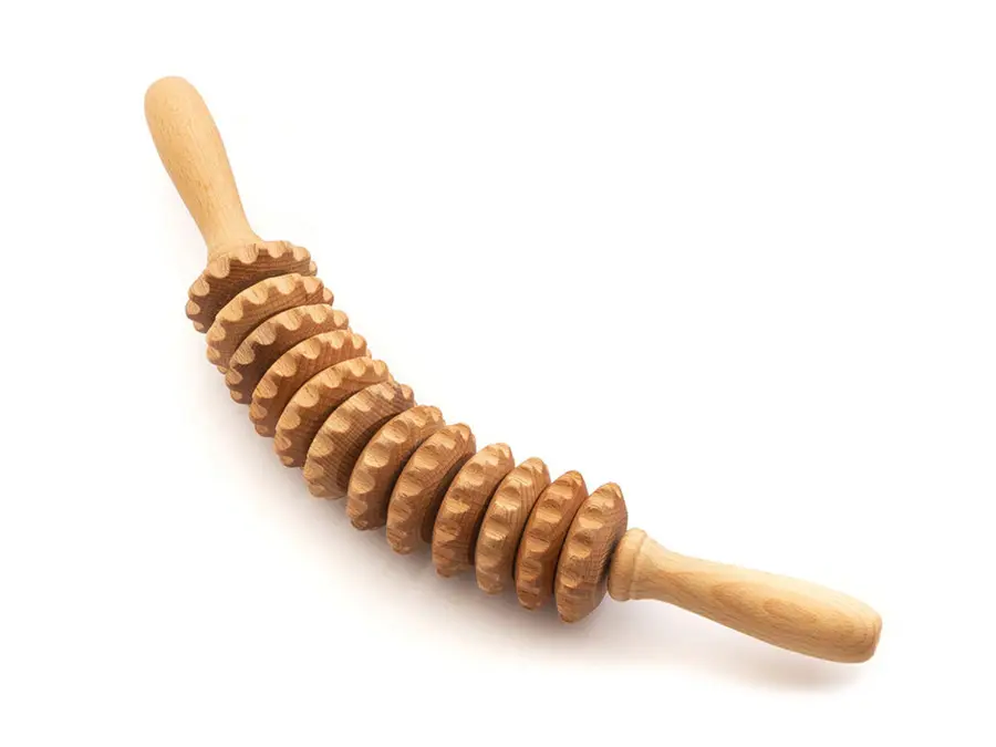 Rouleau de massage en bois profilé, anti-cellulite