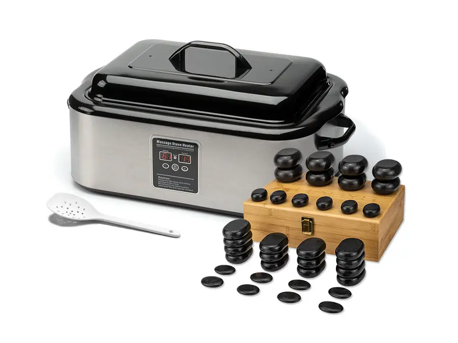 Set - 36 pierres de massage, chauffe-pierres 17 l (commande numérique)