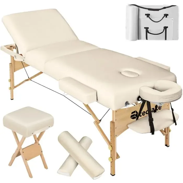 Set de table de massage 3 zones avec rembourrage de 10cm et châssis en bois