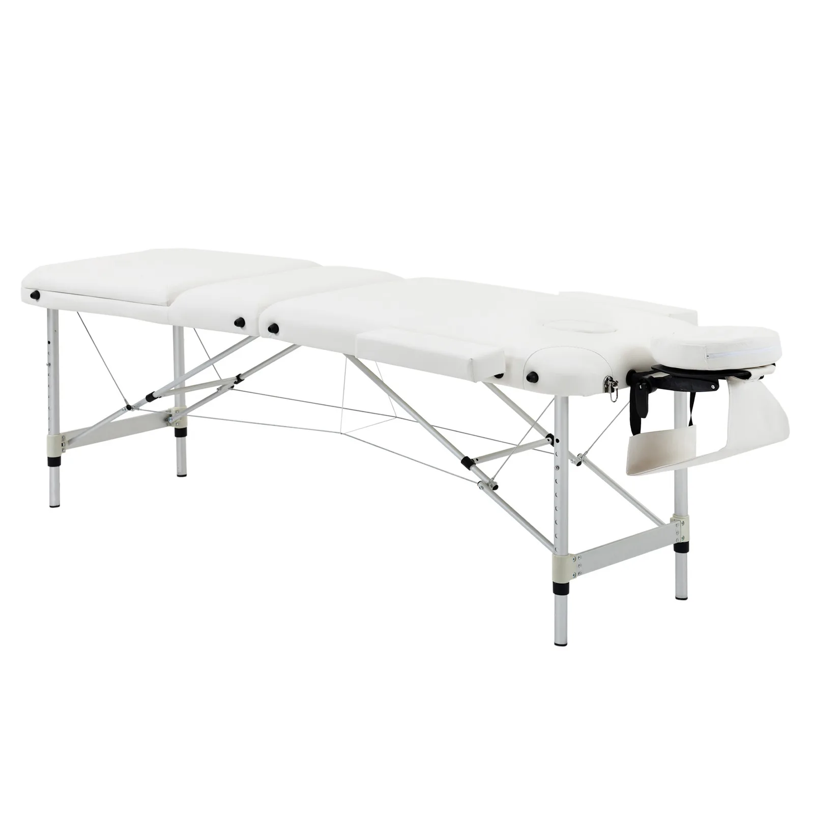 Table de massage pliable 3 sections en aluminium, 81 cm – Blanche